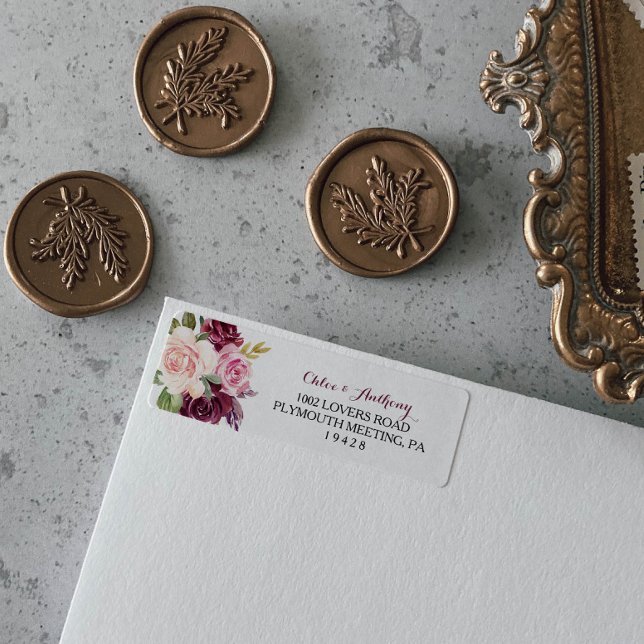 Etiqueta Rótulo de Endereço de Retorno Floral do Verde Blus (Criador carregado)