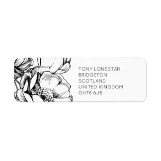 Etiqueta Rótulo de Endereço de Retorno Floral Incorporado M