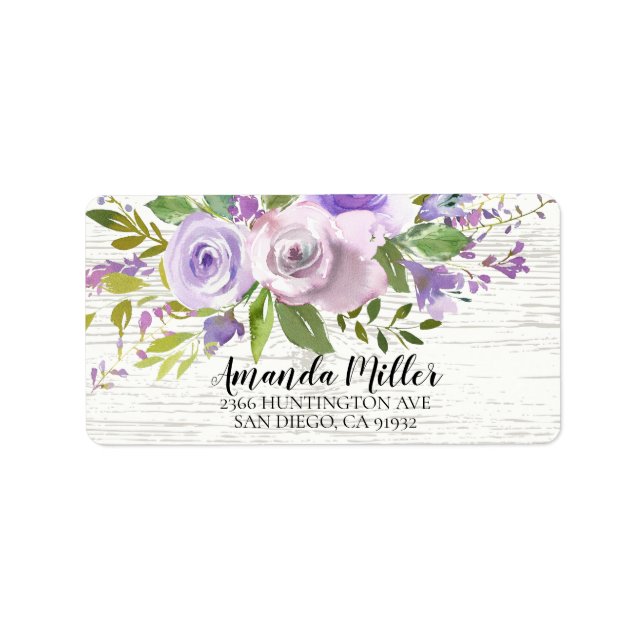 Etiqueta Rótulo de Endereço de Retorno Roxo da Lavanda de M (Frente)