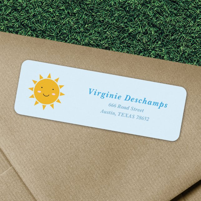 Etiqueta Rótulo de Endereço de Retorno Sun Cujo Rótulo (Cute Sun Return Address Label)