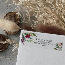 Etiqueta Rótulo de Endereço de Retorno Tropical Floral e Ve