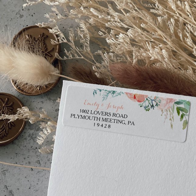 Etiqueta Rótulo de Endereço de Retorno Tropical Rosa Modern (Criador carregado)