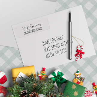 Etiqueta Rótulo de Endereço de Script Preto Mínimo