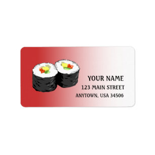 Etiqueta rótulo de endereço de sushi