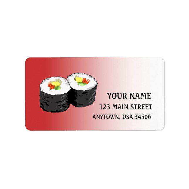 Etiqueta rótulo de endereço de sushi (Frente)