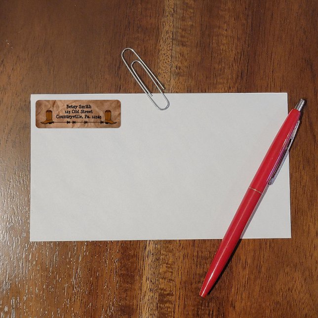 Etiqueta Rótulo de Endereço do Boots do Cowboy (Criador carregado)