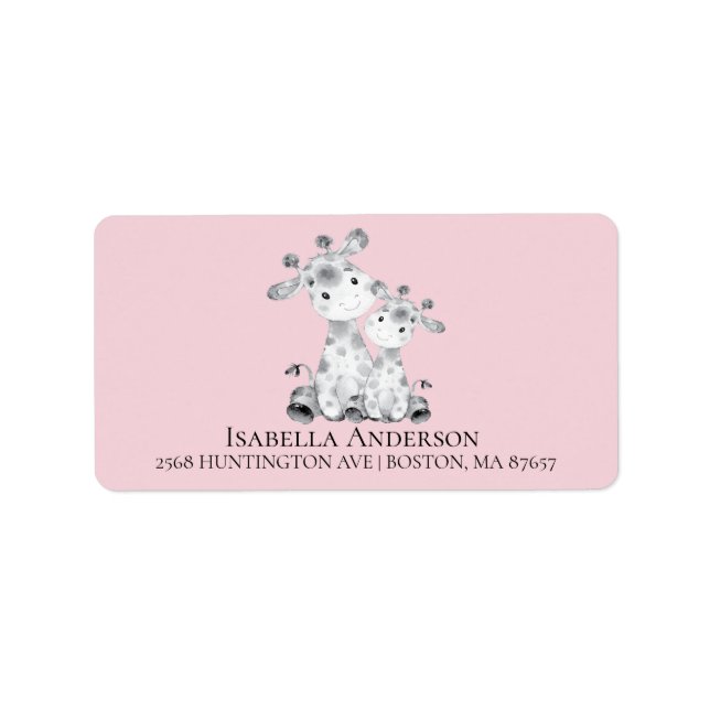 Etiqueta Rótulo de Endereço do Chá de fraldas Giraffe Giraf (Frente)