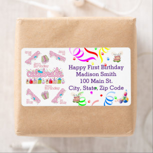 Etiqueta Rótulo de Endereço do Cupcake FUN de Aniversário F