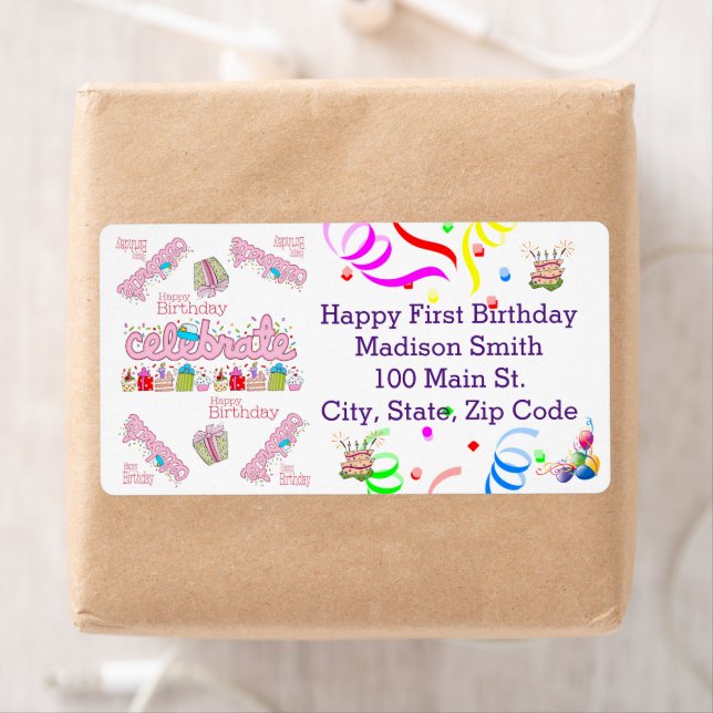 Etiqueta Rótulo de Endereço do Cupcake FUN de Aniversário F (Insitu)