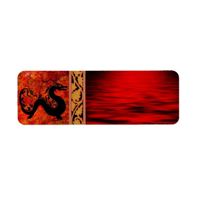 Etiqueta Rótulo de Endereço do Dragão Asiático (Frente)