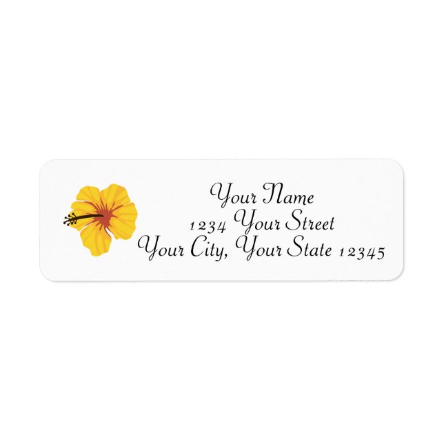 Etiqueta Rótulo de Endereço do Hibiscus Amarelo (Frente)
