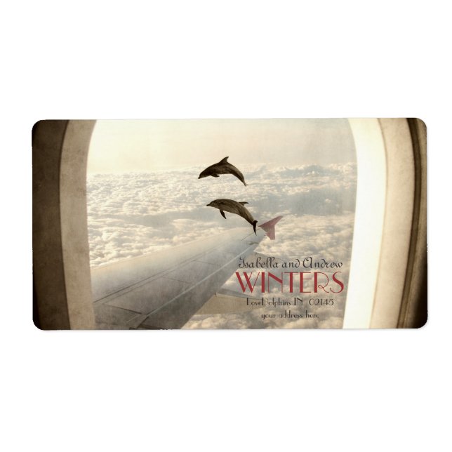 Etiqueta Rótulo de endereço do Love Dolphins (Frente)