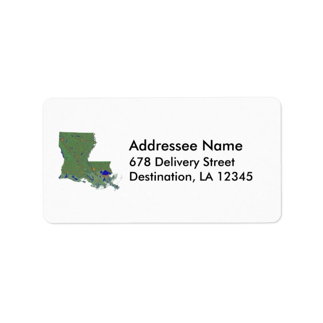 Etiqueta Rótulo de Endereço do Mapa da Louisiana (Frente)