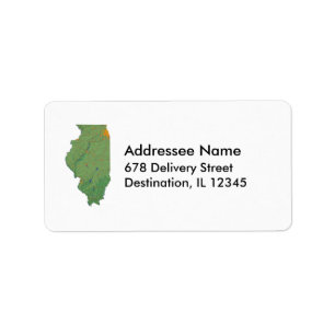 Etiqueta Rótulo de Endereço do Mapa de Illinois