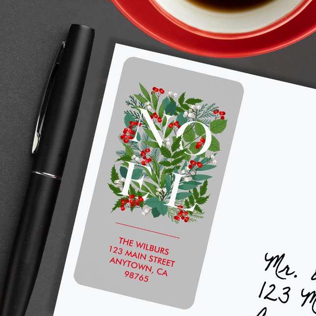 Etiqueta Rótulo de Endereço do NOEL Greenery Berries (Criador carregado)