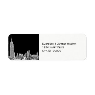Etiqueta Rótulo de Endereço do NYC Skyline 01 Etch DIY BG
