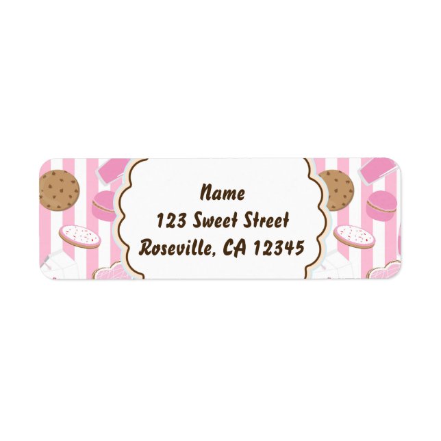 Etiqueta Rótulo de Endereço do Partido Cookies & Milk Pink  (Frente)