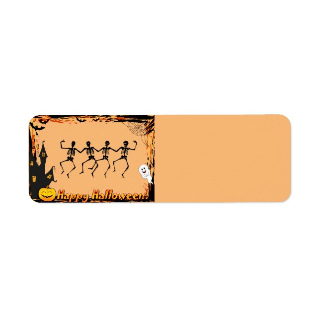 Etiqueta Rótulo de endereço do Skeletons Halloween (Frente)