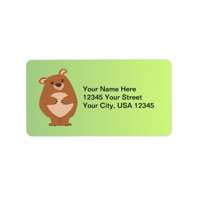 Etiqueta Rótulo de Endereço do Urso Amigável (Frente)