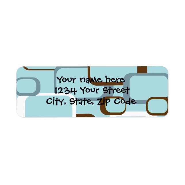 Etiqueta Rótulo de Endereço dos Quadrados Retroativos Azul  (Frente)