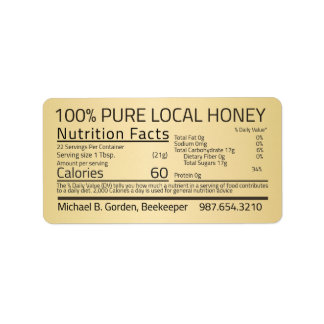 Etiqueta Rótulo de Endereço Dourado de Fatos Nutricionais d