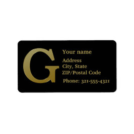 Etiqueta Rótulo de Endereço Dourado do Monograma com letra