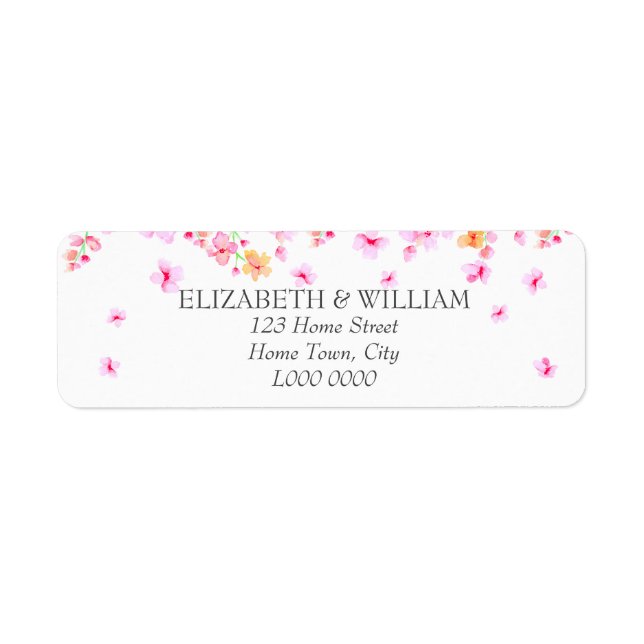 Etiqueta Rótulo de Endereço Elegant Blossom (Frente)