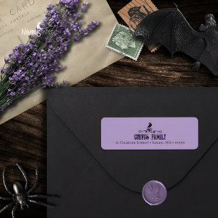 Etiqueta Rótulo de Endereço Elegant Gothic Raven Lavanda