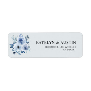 Etiqueta Rótulo de endereço floral azul Dusty