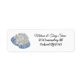 Etiqueta Rótulo de Endereço Floral Branco e Azul