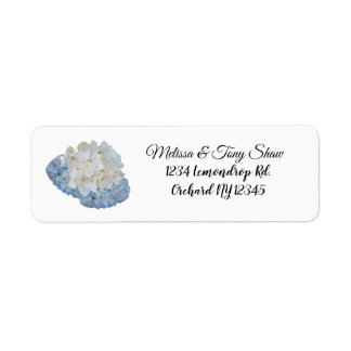 Etiqueta Rótulo de Endereço Floral Branco e Azul