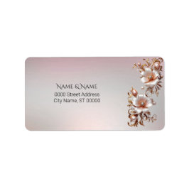 Etiqueta Rótulo de Endereço Floral Cor-de-Rosa Decorativo