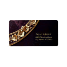 Rótulo de Endereço Floral Dourado Ornamentado