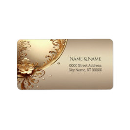 Etiqueta Rótulo de Endereço Floral Dourado Ornamentado