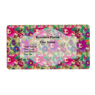Etiqueta Rótulo de Endereço Floral Vintage Retro