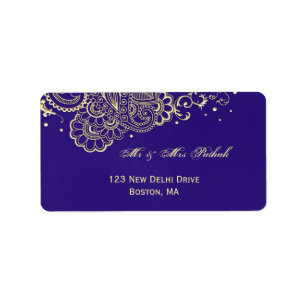 Etiqueta Rótulo de Endereço Henna do Dourado Roxo