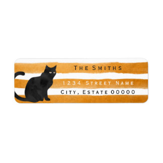 Etiqueta rótulo de endereço listras de gato preto