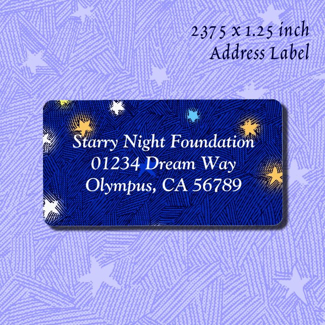 Etiqueta Rótulo de Endereço Personalizado com Estrelas Colo (Colored Stars Etching Custom Large Address Label)