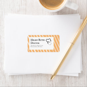 Etiqueta Rótulo de Endereço Pessoal do Doutor Orange Stripe