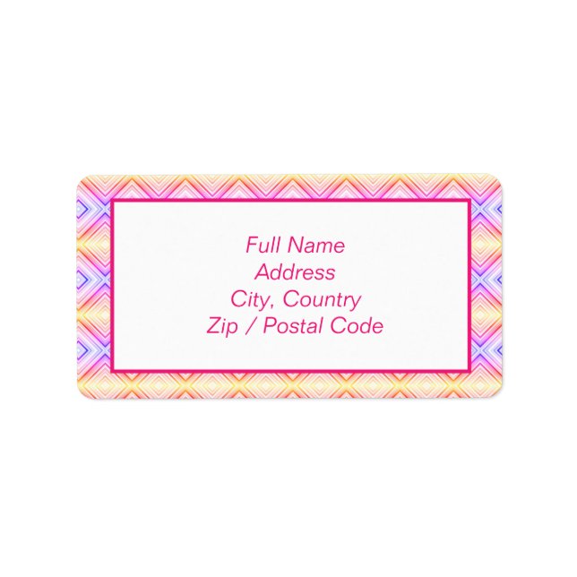 Etiqueta Rótulo de Endereço Rosa e Amarelo Padrão (Frente)