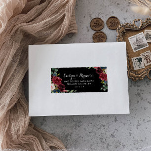 Etiqueta Rótulo de Endereço RSVP de Casamento Botânico Negr