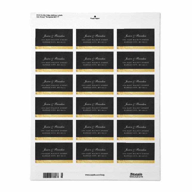 Etiqueta Rótulo de Endereço RSVP de Casamento Dourado de De (Toda a folha)