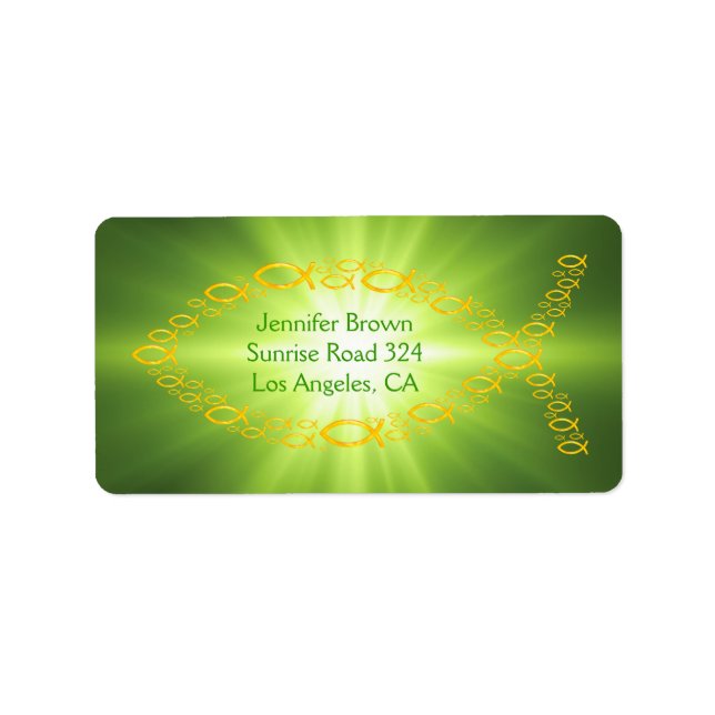 Etiqueta Rótulo de Endereço Verde para Peixes Cristãos (Frente)