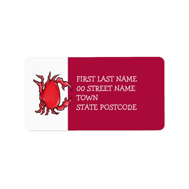 Etiqueta Rótulo de Endereço Vermelho do Red Crab (Frente)