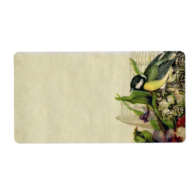 Etiqueta Rótulo de Endereço Yellow Song Bird Cage Floral (Frente)