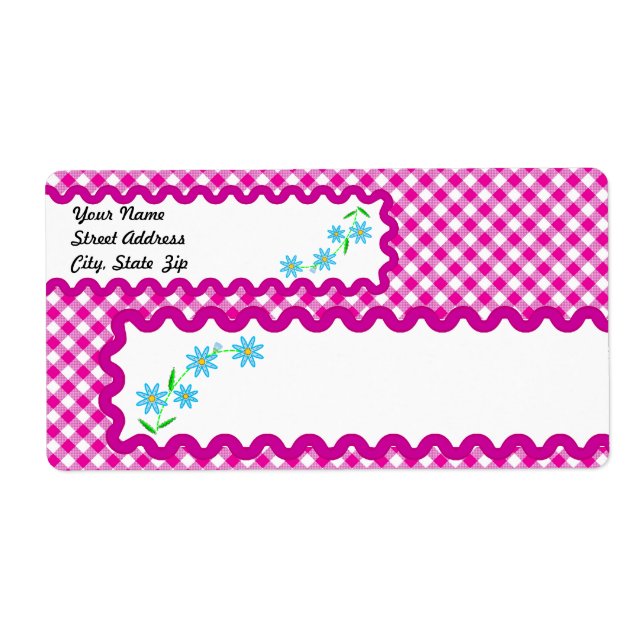 Etiqueta Rótulo de Entrega em Segundo Plano Gingham e Flore (Frente)