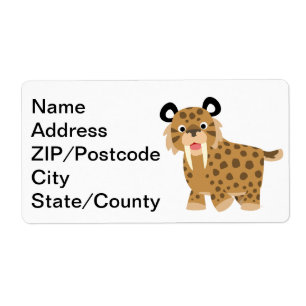 Etiqueta Rótulo de Envio Smilodon de Cartoon Feliz