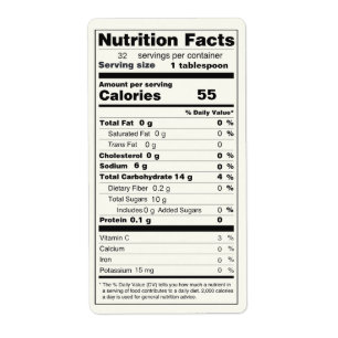 Etiqueta Rótulo de Fatos Nutricionais da Comida de Geleia
