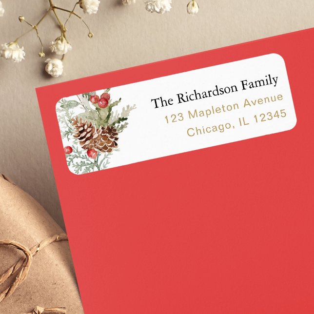 Etiqueta rótulo de folhagem de Natal de inverno rústico (Criador carregado)