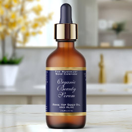 Etiqueta Rótulo de Frasco de Cosméticos Azul Marinho e Dour
